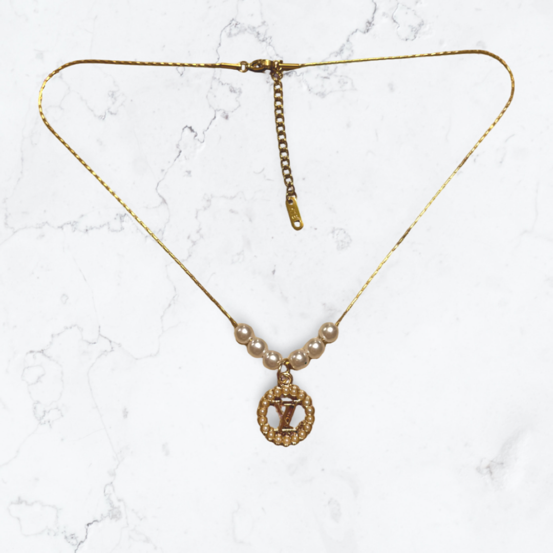 Louis Vuitton Authentic CC Charm, 18k Gold Plated Necklace