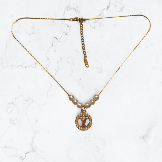 Louis Vuitton Authentic CC Charm, 18k Gold Plated Necklace