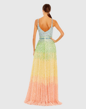 Mac Duggal Sequined Rainbow Sleeveless High Low Gown, 5691