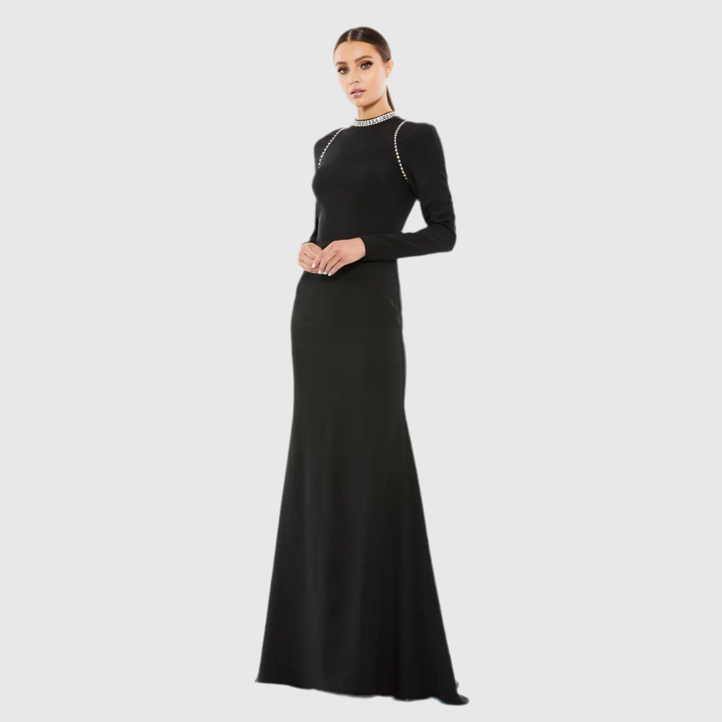 Raglan Long Sleeve High Neck Gown, 26612