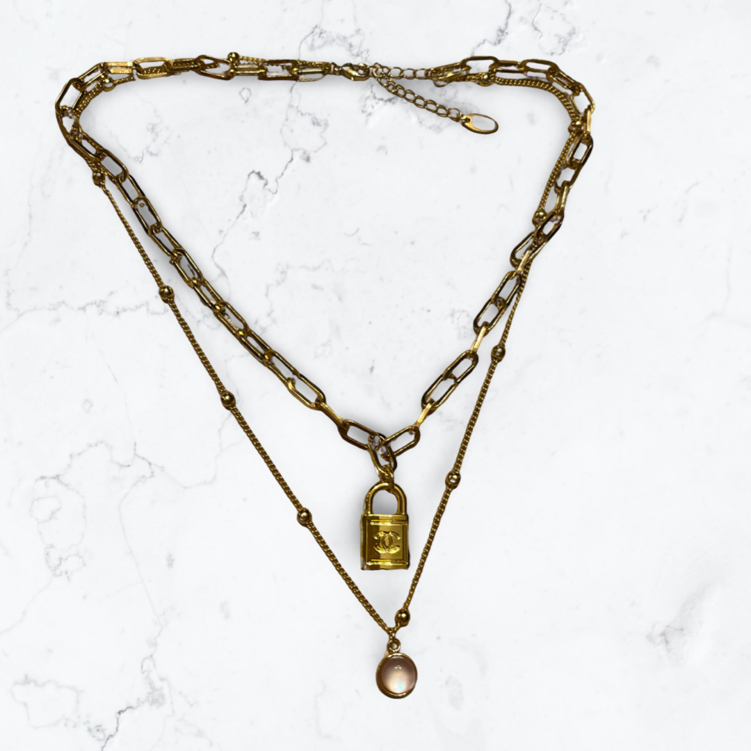 Chanel Authentic CC Charm, 18k Gold Plated Necklace