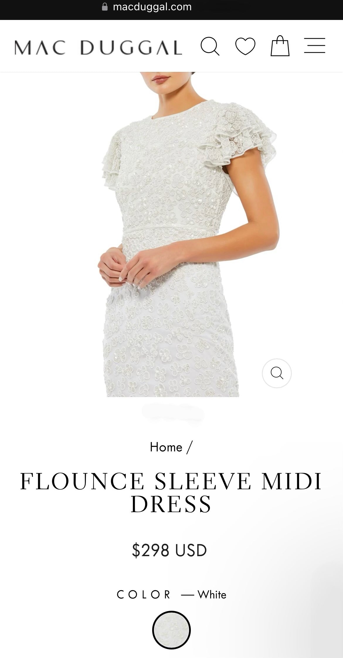 Short Sleeve Dress Midi Beaded Gown in White A10827