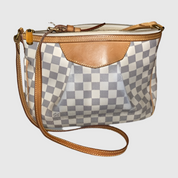 Louis Vuitton Siracusa Damier Shoulder Bag PM White Leather