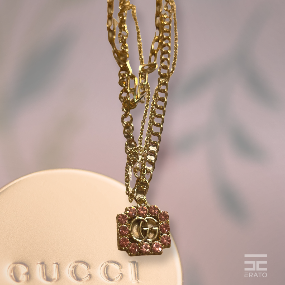 Gucci 18k Gold Plated Necklace, Authentic Gucci Charm