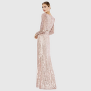 Sequin Puff Sleeve Surplice Gown, 93549