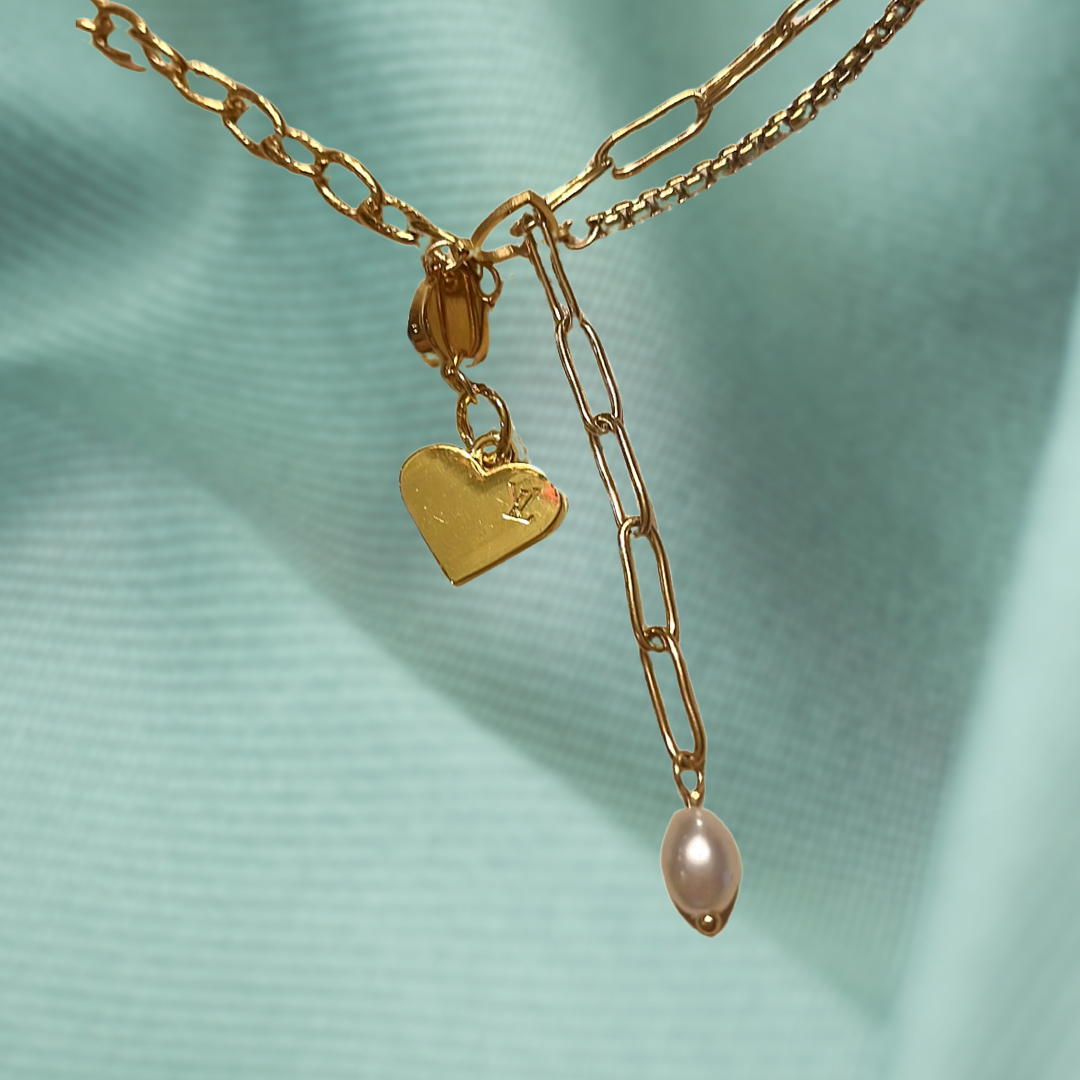 Louis Vuitton Authentic LV Charm, 18k Gold Plated Necklace