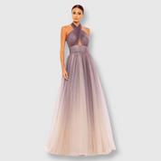 Glitter Ombré Halter Neck Ballgown, Charcoal Ombré, 20376