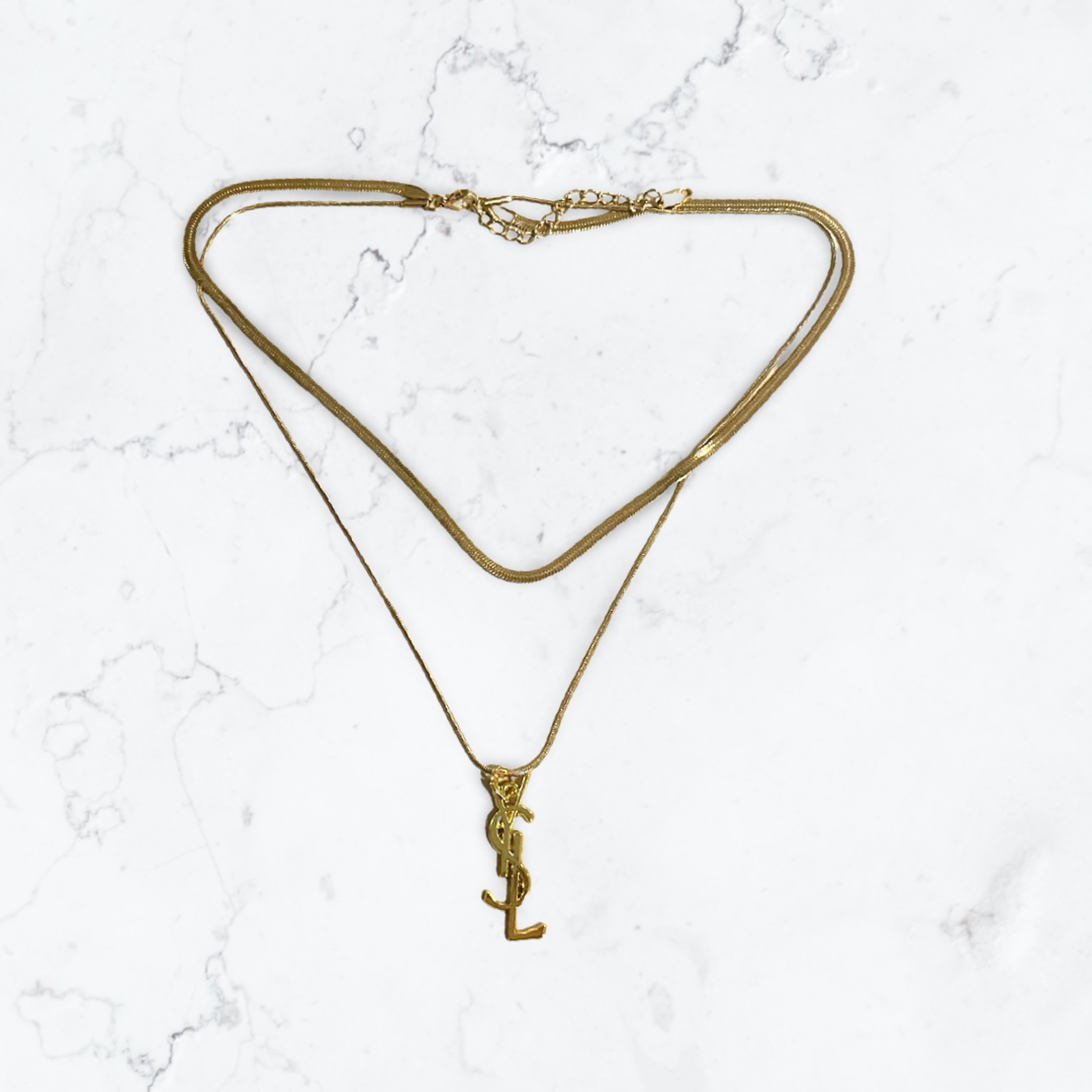 Yves Saint Laurent Authentic YSL Charm, Gold Plated Necklace