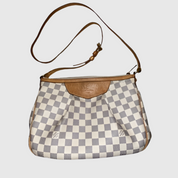 Louis Vuitton Siracusa Damier Shoulder Bag PM White Leather