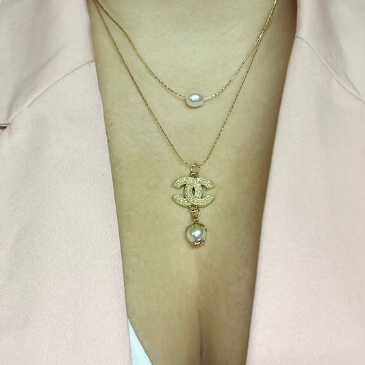 Chanel 18k Gold Plated Necklace, Authentic CC Charm