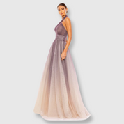 Glitter Ombré Halter Neck Ballgown, Charcoal Ombré, 20376