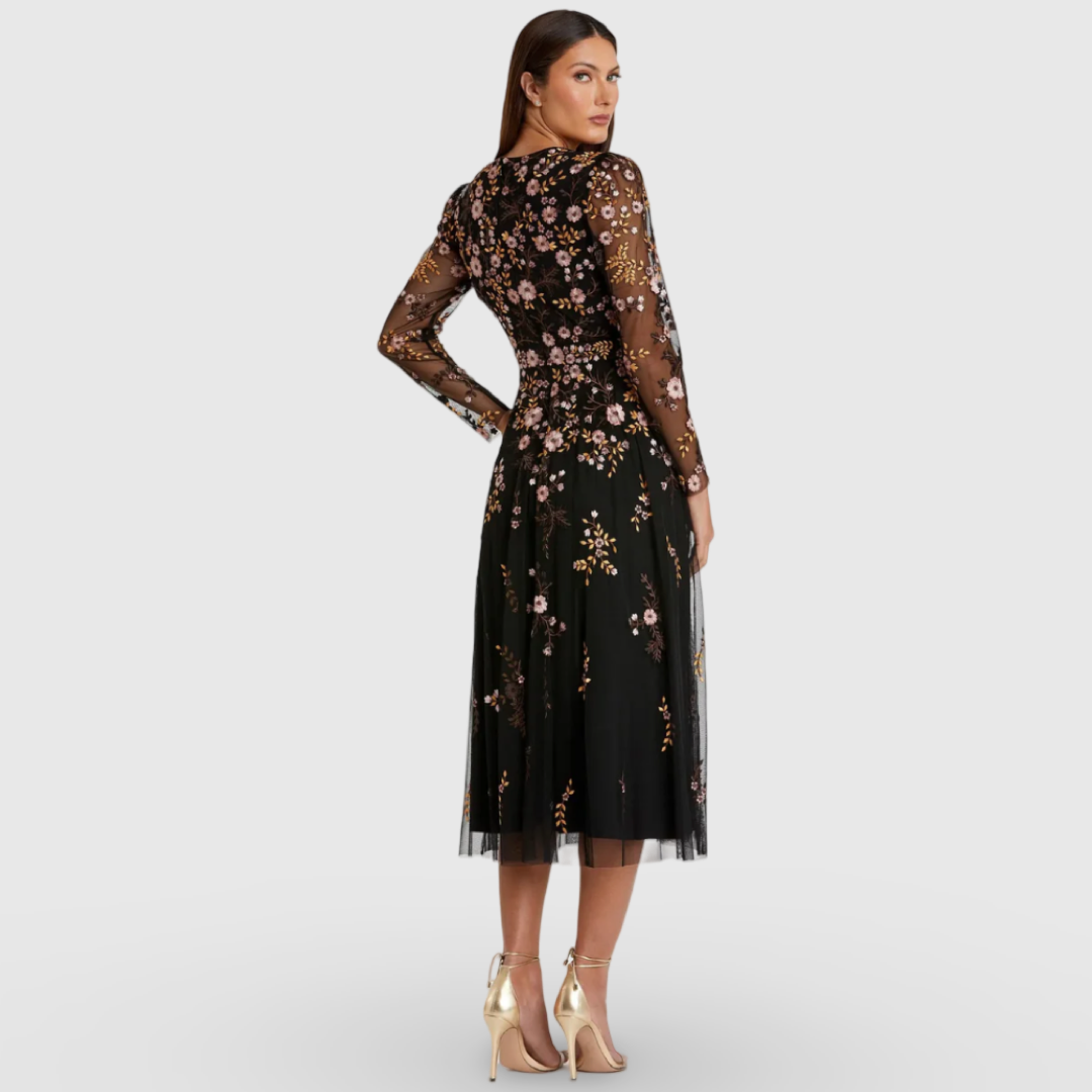 Floral Embroidered A-Line Cocktail Dress, 35103