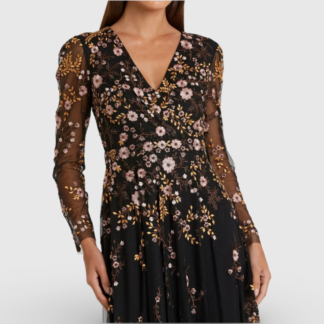 Floral Embroidered A-Line Cocktail Dress, 35103