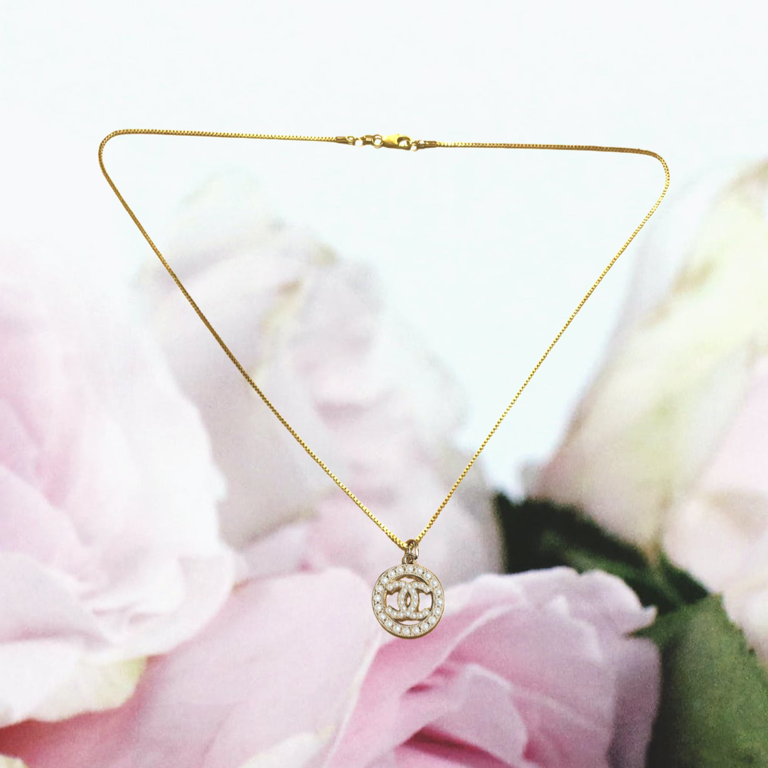 Chanel Authentic CC Charm, 18k Gold Plated Necklace