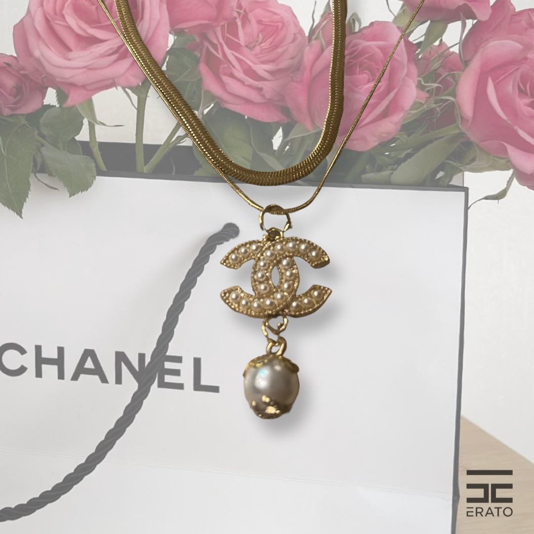 Chanel 18k Gold Plated Necklace, Authentic CC Charm