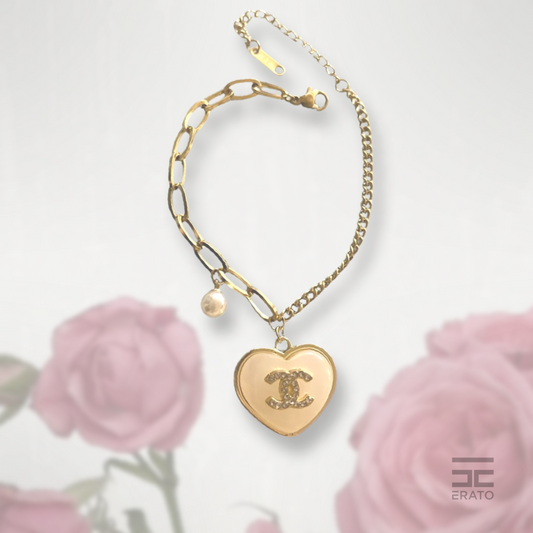 Chanel 18k Gold Plated Bracelet, Authentic CC Charm