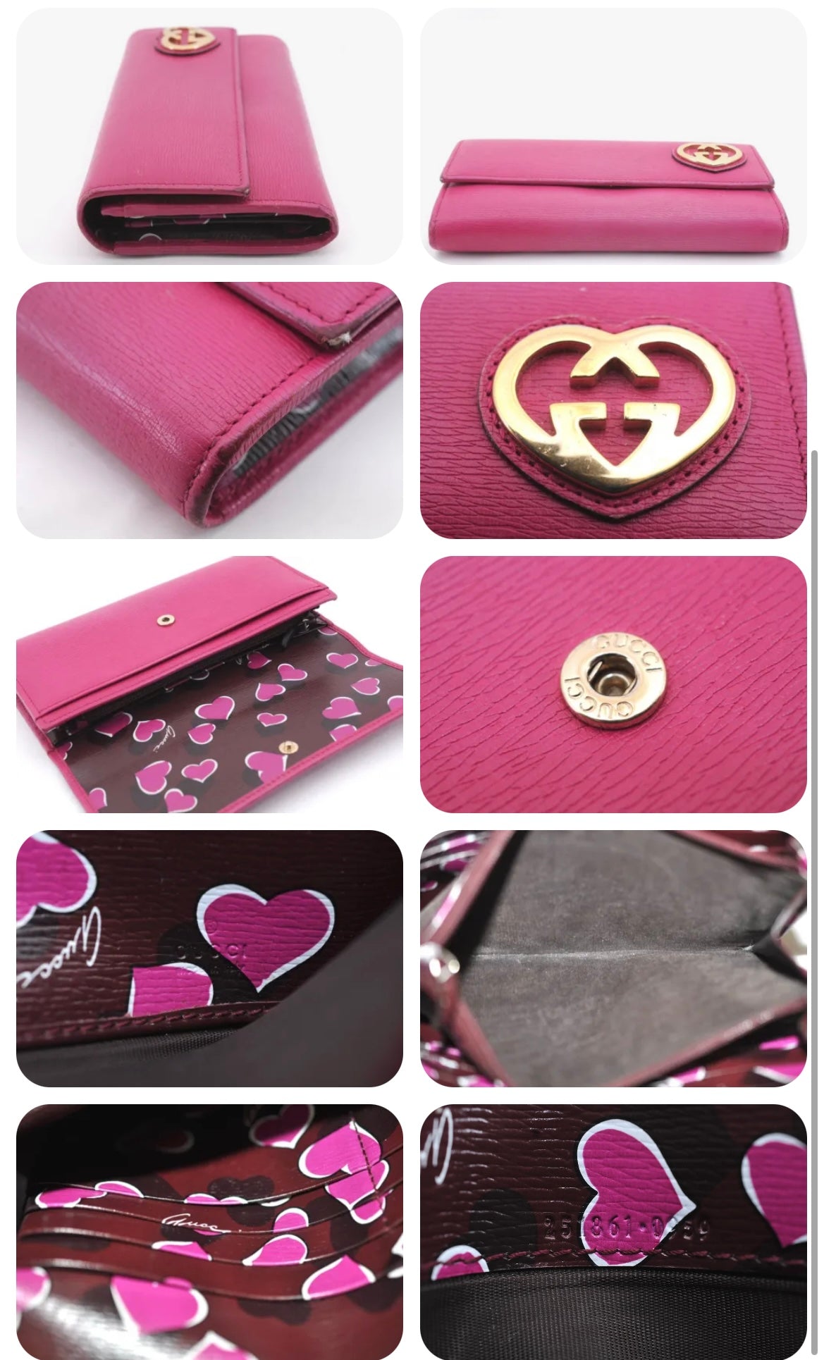 GUCCI Takeru GG Hearts Continental Long Wallet