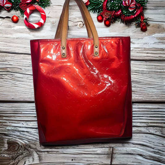 Louis Vuitton Red Monogram Vernis Reade MM Tote